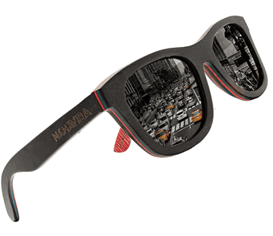 Mahavira Eyewear Wood Sunglasses for Men-Premium Lightweight Unisex Skateboard Layer Sunglasses