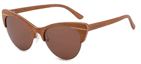 WOODONLY Cat Eye Wood Sunglasses-Trendy Style Wooden Shades with Bamboo Case for Women Perfect Gifts